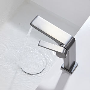 Grifo de baño gris con pistola de latón moderno, interruptor de botón de piano, grifo de lavabo frío y caliente montado en un solo orificio - Product Image 6