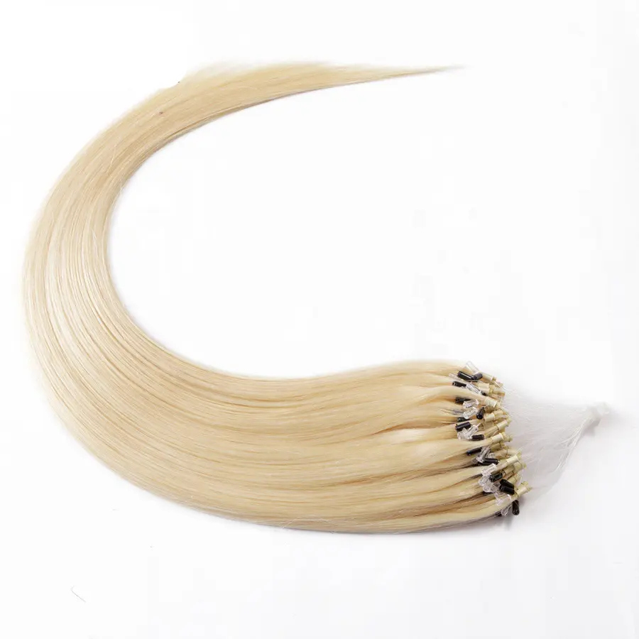 100% Human Hair Extensions Black/Brown/Blonde Color Remy Micro Ring Loop Hair Extensions