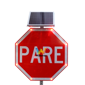 Wideway Designs Señales de parada intermitentes LED solares de aluminio para exteriores para intersecciones de tráfico cruzado - Product Image 1
