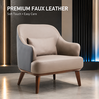 Fauteuil de salon en mousse moulée haute densité, fauteuil de réunion et de négociation avec pieds en bois massif, chaise en similicuir de qualité supérieure, design ergonomique