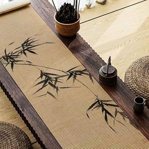 Runner da Tavola in Stile Asiatico Ecologico in Bambù e Fibra di Rayon con <span class=keywords><strong>Dipinti</strong></span> Cinesi <span class=keywords><strong>Antichi</strong></span>, Design Zen per Arredamento Casa - Product Image 1