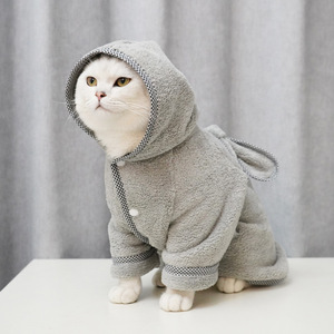 Pet Bathrobe <b>Light</b> Blue And Dark Gray Warm Absorbent For <b>Dog</b> Cat Winter Spring Autumn - Product Image 3