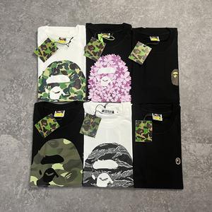 Camiseta Bape de Manga Corta Unisex con Estampado de Cabeza de Mono, Camuflaje Premium, Corte Holgado, Uso Diario, Transpirable, con Etiquetas - Product Image 1