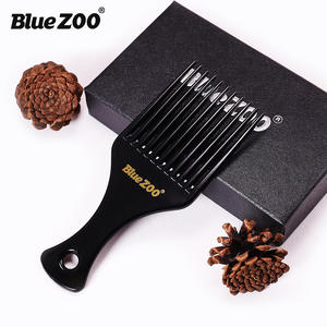 Bluezoo หวีผมสไตลิสแบบร้อนสีดำสีเหลืองอำพันหวีตัดด้านล่างโมฮอว์กทรงถ้วยตัดแบบม้วนผมช่างตัดผมพับได้ - Product Image 4