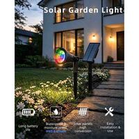 Projecteurs solaires RGB rechargeables étanches IP65 avec capteur de lumière, allumage/extinction automatique, 7 LED, lampe de jardin pour la décoration de la maison