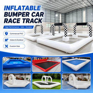 Piste de course gonflable blanche et noire, arène de voitures tamponneuses, clôture de protection gonflable pour divertissement, utilisation intérieure et extérieure, <span class=keywords><strong>location</strong></span> pour fêtes d'enfants et événements - Product Image 1