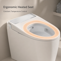 WC intelligent allongé en céramique certifié CE, chauffage instantané, capteur de pied, double chasse d'eau, 220V, à poser au sol, siphon en P/S, 300/400mm