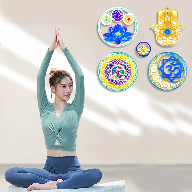 5953 Suci Lotus Hamsa Tangan Jiwa Bintang Matahari Bulan Kristal Kisi Meditasi Chakra Seni Dinding Yoga Dekorasi Resin Cetakan Silikon