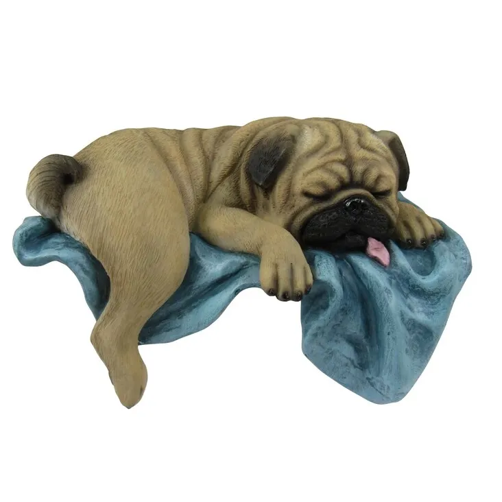 Resin World of Wonders Sleeping Pug Decorative Shelf Sitter Figurine Pet Collectible Home Decor 6 inches