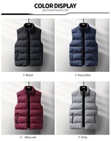 Gilet matelassé d'hiver en gros, veste sans manches décontractée en duvet pour homme, gilet matelassé décontracté à fermeture éclair intégrale