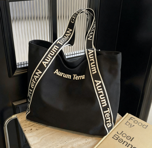 Sacs de courses en tissu réutilisables personnalisés en gros, sacs en toile de coton avec poche, lettres universitaires, simples - Product Image 3