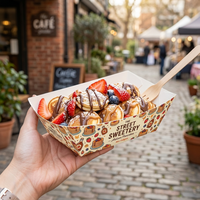 Boîtes en papier kraft de qualité alimentaire pour frites, mini-crêpes, pancakes, fast-food, emballages pour lukumades, boîte en forme de bateau