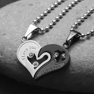 Vendita diretta della fabbrica di alta qualità all'ingrosso lega a forma di cuore che desidera ciondolo coppia collana 2 pezzi/set - Product Image 3