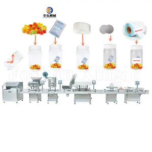 Chewing Gums Gummy Bear Soft Candy Packing Tablet Automatic Capping Labeling Capsule Bottling Counting Production Line