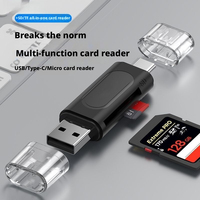 Lecteur de cartes OTG multifonction 4 en 1, adaptateur USB2.0 mini haute vitesse, prend en charge les cartes mémoire SD TF pour smartphone, ordinateur portable, ordinateur de bureau