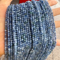 Perles Rondes Facettées en Kyanite Naturelle 3mm 4mm en Gros - Perles de Pierres Précieuses Authentiques Naturelles pour la Fabrication de Bijoux Haut de Gamme et le Bricolage