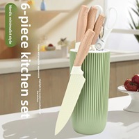 Ensemble de couteaux de cuisine en acier inoxydable en gros, couteau à fruits jetable avec support cylindrique, ensemble cadeau de cuisine très vendu