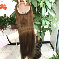 Topper en Soie Intégrale Couleurs Brun Foncé 100% Cheveux Humains Toutes Tailles Vente en Gros Toupet Cheveux Humains Vierges Remy pour Femmes