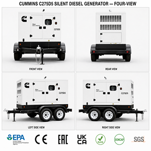 เครื่องกำเนิดไฟฟ้าดีเซล Isuzu Cummins แบบเก็บเสียง 3 เฟส 20kvA 40kvA 60kvA ระบายความร้อนด้วยน้ำ พร้อมระบบ ATS สำรองไฟฟ้า เสียงเบา - Product Image 3