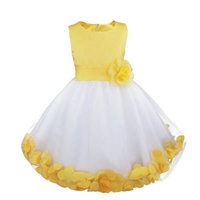 Robe de cérémonie pour filles de 2 à 14 ans, style tendance, pétales de fleurs, tulle, pour mariage, concours de beauté, fête, anniversaire