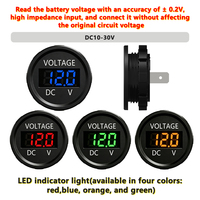 Voltímetro Digital LED de Panel Redondo Empotrado de 12V/24V CC para Camiones, Embarcaciones, Barcos y Autocaravanas de 12V/24V
