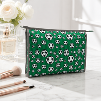 Pochette Organisateur Zippée Personnalisée à Motif Football, Sac de Maquillage Portable en Polyester, Trousse de Cosmétiques, Sac de Sport, Trousse à Crayons – Vente Chaude