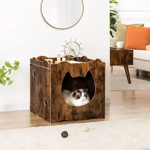 Kualitas tinggi dapat disesuaikan rumah anjing kayu persegi kandang hewan peliharaan bersirkulasi dengan gaya klasik untuk penggunaan dalam ruangan