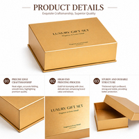 Boîte de luxe en carton rigide doré avec logo personnalisé imprimé, pour bijoux, montres, cosmétiques, grande boîte à deux pièces avec couvercle et base