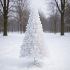 Sapin de Noël blanc de 1,5 m en PVC, artificiel, pour extérieur, avec support en métal à fil de mémoire, décoratif, pour les fêtes - Product Image 2