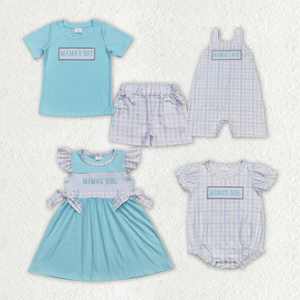 Conjuntos de Ropa para Bebé Niño, Color Azul Cielo, Estilo Boutique, Ecológicos, Casuales, de Manga Corta, para Verano, Gran Venta - Product Image 1