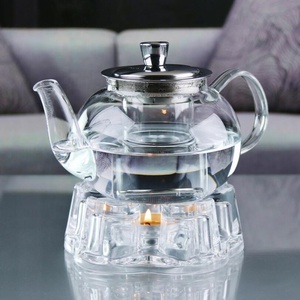 Service à thé en verre cristal avec motif <span class=keywords><strong>de</strong></span> cœur, théière à fleurs chauffante, <span class=keywords><strong>bougie</strong></span> résistante à la chaleur, accessoires <span class=keywords><strong>de</strong></span> service à thé - Product Image 6