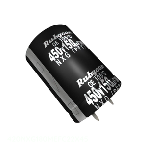 ตัวเก็บประจุแบบมีช่อง420NXG180MEFC22X45 180 uF ตัวเก็บประจุแบบสแนป180 uF 20% 420V - Product Image 1