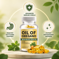 Gélules d'huile d'origan et de graines noires 7-en-1 OEM pour le soutien immunitaire, à base d'ail et de sureau, antioxydant naturel, sans OGM, sans gluten