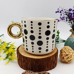 Gold Foil <strong>Mugs</strong> Supplier 13OZ <strong>Footed</strong> Cups, Logo Custom Gold-plated Ceramic Travel Coffee Electroplate <strong>Mugs</strong> With Gold Handle - Product Image 5