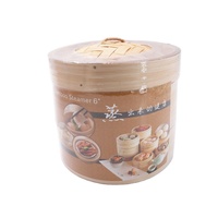 Panier de cuisson à la vapeur en bambou naturel écologique, vente en gros, 10 pouces, ensemble d'adaptateurs à anneau Dim Sum avec logo
