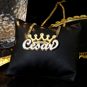 Wholesaletrend phụ nữ thư vương miện vòng cổ trang sức 18k mạ hai tone vàng cá nhân đôi tấm 3D tùy chỉnh chuỗi thời trang - Product Image 5