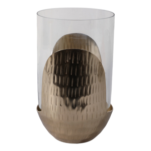 Modern Glass Pillar <b>Hurricane</b> <b>Candle</b> Holder With Metal Base Decorative Home Accent For Living Room Decor <b>Candle</b> Stick - Product Image 3