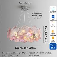 Lustre suspendu moderne industriel minimaliste en verre avec abat-jour en canne, E12 LED, télécommande, variateur d'intensité, blanc chaud, décoration élégante pour la maison
