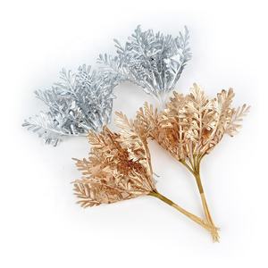 Flores artificiales doradas y plateadas, selecciones de hojas brillantes/aerosoles, árbol de Navidad, decoración elegante de Año Nuevo, decoraciones de selección de flores DIY - Product Image 3