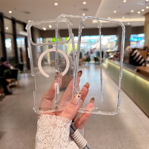 Coque magnétique transparente scintillante 3-en-1 TPU+PC pour iPhone 18 17 16 15 14 13 12 Pro Max avec chargement sans fil et dragonne antichoc - Product Image 3