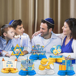 DAMAI 12 Piezas de Decoraciones de Panal de Abeja para el Festival Temático de Hanukkah Judío, Decoración de Mesa de Panal de Abeja para Feliz Hanukkah - Product Image 4