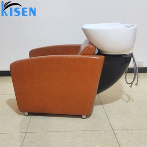 Kisen Portable Synthetic Leather Shampoo Chair with Ceramic Basin and Adjustable <b>Footrest</b> for Hair Salon - Product Image 4