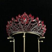 Couronne de concours de beauté baroque diadème nouveau design en alliage plaqué or cristal grande couronne pour mariage ou anniversaire