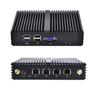 Qotom de baja potencia Quad Core J1900 CPU 4 LAN X86 Barebone Ubuntu PfSense CentOS Fanless Firewall Mini PC