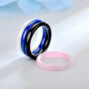 Mode européenne et américaine, bague en céramique ronde de 3 mm, anneaux de couple coréens simples à surface lisse 2024 - Product Image 3