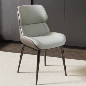 Silla <span class=keywords><strong>de</strong></span> <span class=keywords><strong>Comedor</strong></span> Moderna, Taburete para el Hogar, Restaurante, Hotel, Silla con Respaldo Acolchado, Silla <span class=keywords><strong>de</strong></span> Cuero <span class=keywords><strong>de</strong></span> Lujo Ligero y Sencillo - Product Image 2