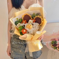 2026 Hadiah Hari Wanita/ Wisuda Buatan Tangan untuk Pacar, Teman, Ulang Tahun, Hari Valentine, Buket Mawar Rajut Wol