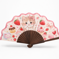 Éventail pliant en bambou de style japonais imprimé sur mesure avec motif de fleurs de prunier et logo OEM ODM Fabricant de cadeaux promotionnels