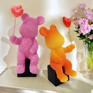 Nouvelle figurine en résine époxy en forme d'ours ballon, art populaire sculpté, pour salon, entrée, cave à vin, vacances - Product Image 4