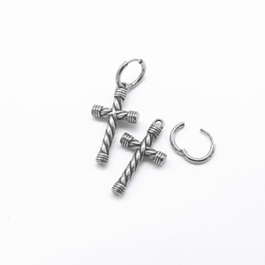Pendientes colgantes cruzados y únicos de acero de titanio con diseño geométrico para hombres y mujeres, joyería de moda - Product Image 3